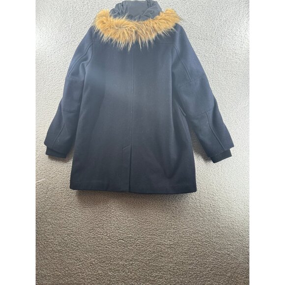 Tommy Hilfiger Womens Wool Blend Coat With Faux Fur Hood Size Medium - Picture 2 of 12